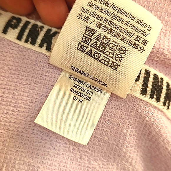 2018 Victoria's Secret PINK Lavender Logo Spellout Long Sleeve Light Hoodie XS - Picture 15 of 15